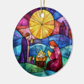 Glasmalerei-Weihnachtskrippe-Christbaumschmuck Keramik Ornament (Links)
