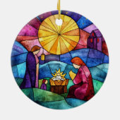Glasmalerei-Weihnachtskrippe-Christbaumschmuck Keramik Ornament (Hinten)
