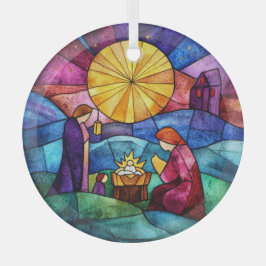 Glasmalerei-Weihnachtskrippe-Christbaumschmuck Ornament Aus Glas