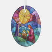 Glasmalerei-Weihnachtskrippe-Christbaumschmuck Ornament Aus Glas (Vorderseite links)
