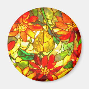 Glasmalerei-Weihnachtsstern-Blume vintage floral Magnet