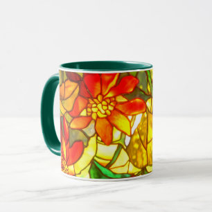 Glasmalerei-Weihnachtsstern-Blume vintage floral Tasse