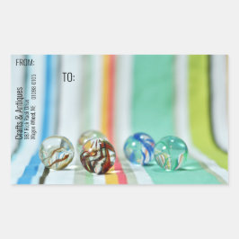 Glasmarbeln mit 3-D-Streifen mit mehreren Farben Rechteckiger Aufkleber