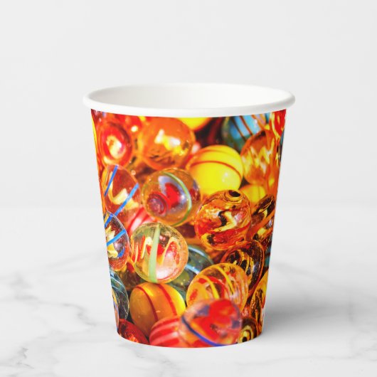 Glasmarmor bunt Vintag nostalgisch Pappbecher (Rückseite)