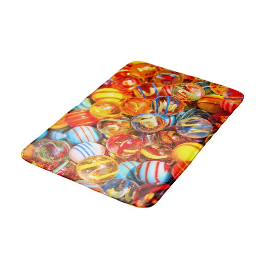 Glasmarmor farbenfrohe rote gelbe alte Schule Badematte (Schrägansicht)