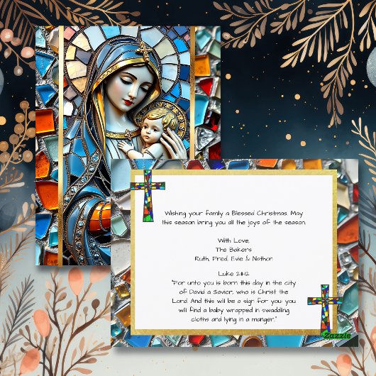 Glasmosaik | Maria und Jesus zu Weihnachten Postkarte