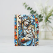Glasmosaik | Maria und Jesus zu Weihnachten Postkarte (Stehend Vorderseite)