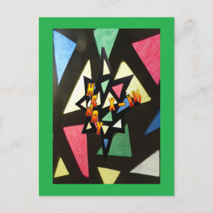 Glasmuster Xmas Star Green Postcard Feiertagspostkarte