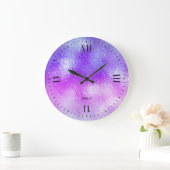 Glasombre, blau bis rosa große wanduhr (Zuhause)