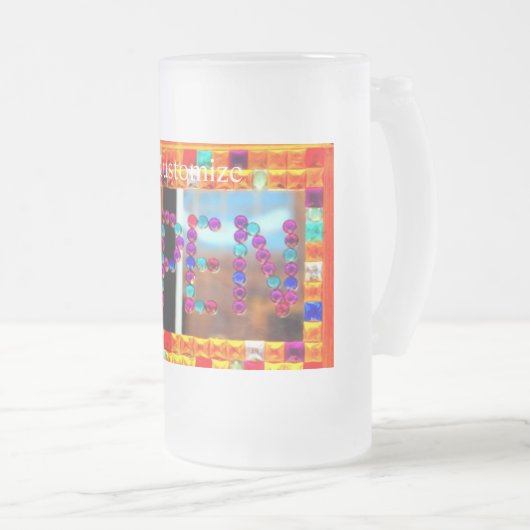 Glasperlenzeichen Mattglas Bierglas (VorderseiteRechts)