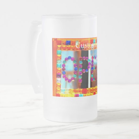 Glasperlenzeichen Mattglas Bierglas (Vorderseite Links)