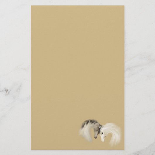 "Glaspferd" ~ helles Goldbriefpapier Briefpapier (Vorderseite)