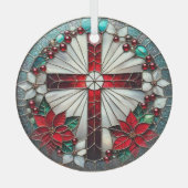 Glasquerschnitt mit Poinsettias Ornament Aus Glas (Vorderseite)