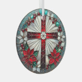 Glasquerschnitt mit Poinsettias Ornament Aus Glas (Vorderseite Rechts)