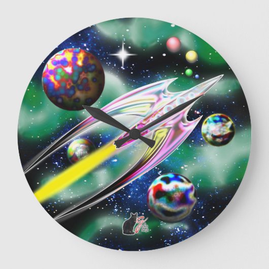 Glasrakete Große Wanduhr (Vorderseite)
