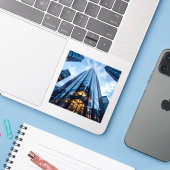 Glass Ascension - Square Vinyl Aufkleber (Laptop mit iPhone)