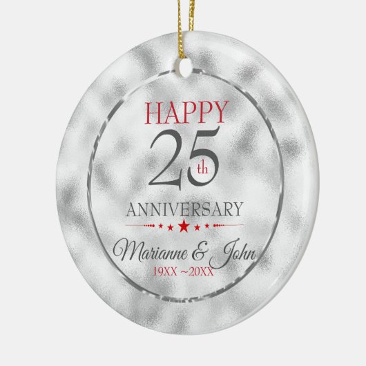 Glass aus glattem, leicht grauem Glas - Silberner Keramikornament (Links)