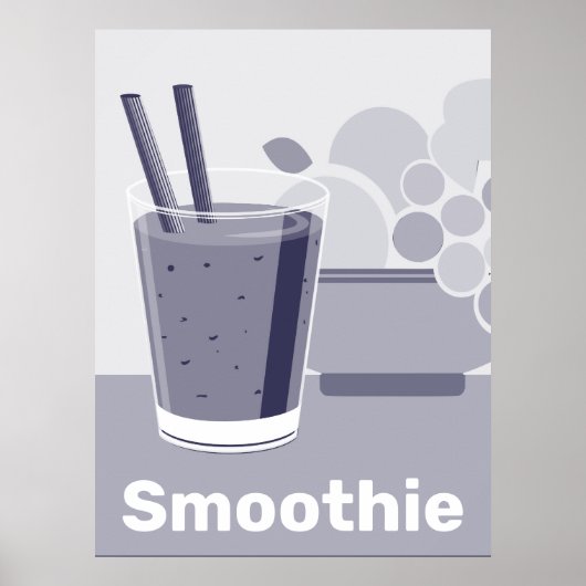 Glass Black, White, Blue Kitchen Wall Art - Poster (Vorne)