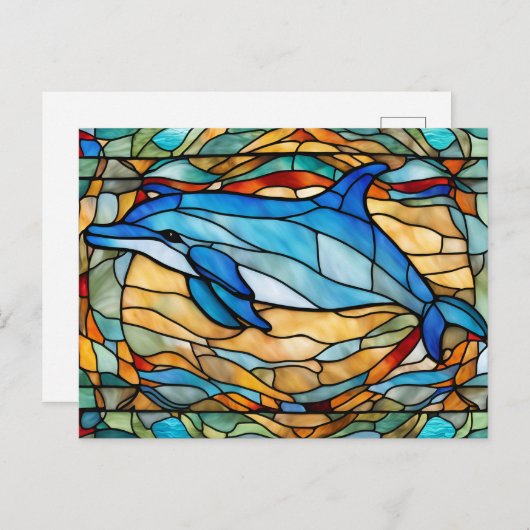Glass Blue Dolphin Postkarte (Vorne/Hinten)