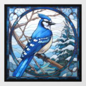 Glass Blue Jay Fensteraufkleber (Blatt)