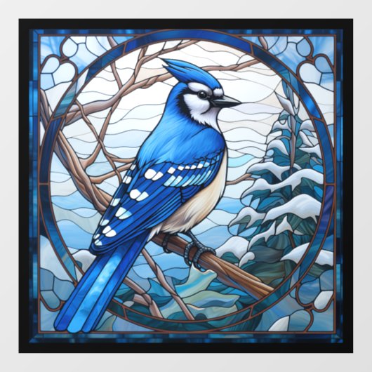 Glass Blue Jay Fensteraufkleber (Blatt)