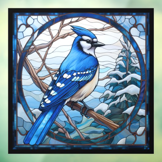 Glass Blue Jay Fensteraufkleber (Blatt 3)