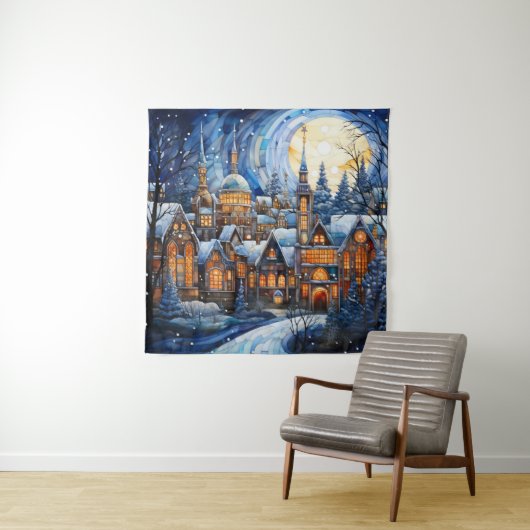 Glass Blue Weihnachtsband Wandteppich (Beispiel)