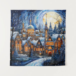 Glass Blue Weihnachtsband Wandteppich