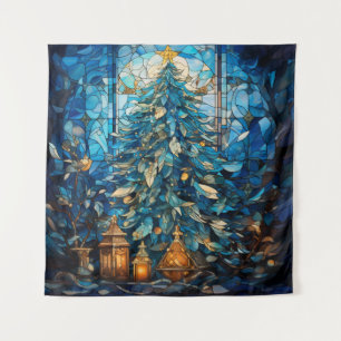 Glass Blue Weihnachtsband Wandteppich