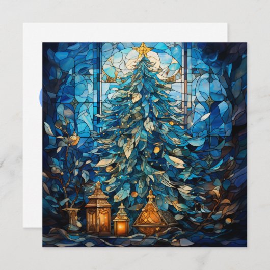 Glass Blue Weihnachtskarte Feiertagskarte (Vorne/Hinten)