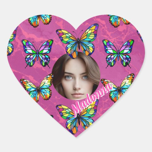 Glass Butterfly Herz-Aufkleber (Vorderseite)