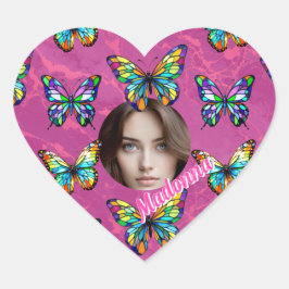 Glass Butterfly Herz-Aufkleber