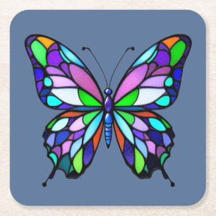 Glass Butterfly Rechteckiger Pappuntersetzer