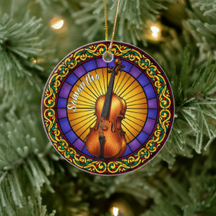 Glass Cello Individuelle Name Weihnachten Keramik Ornament