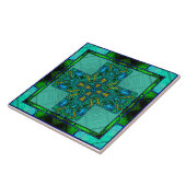 Glass Celtic Cross in Gold und Grün Fliese (Seite)