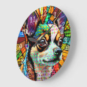 Glass Chihuahua Dog 171 aus Multicolor Große Wanduhr (Winkel)