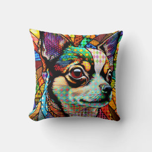 Glass Chihuahua Dog 171 aus Multicolor Kissen