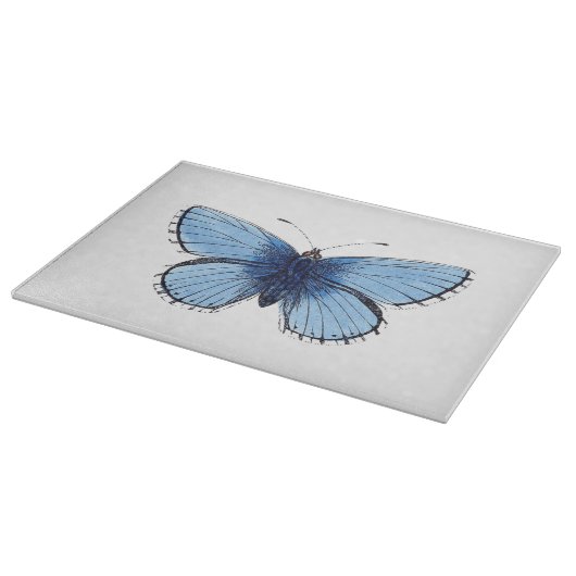 Glass Chopping Board - Blauer Schmetterling Schneidebrett (Ecke)