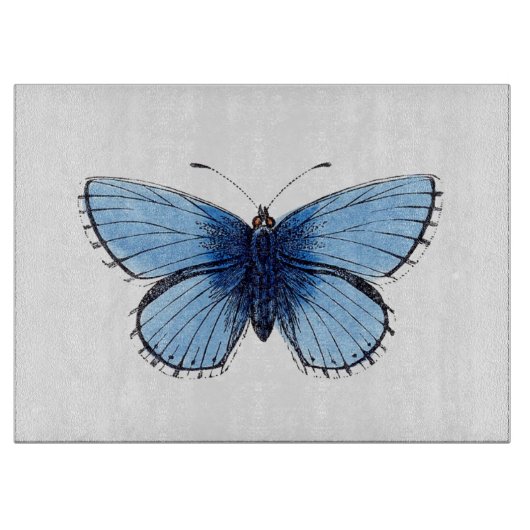Glass Chopping Board - Blauer Schmetterling Schneidebrett (Vorderseite)