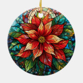 Glass Christmas Blume Rot Poinsettia Keramik Ornament (Hinten)