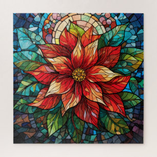 Glass Christmas Blume Rot Poinsettia Puzzle