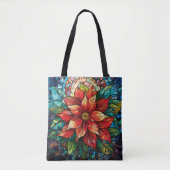 Glass Christmas Blume Rot Poinsettia Tasche (Vorderseite)