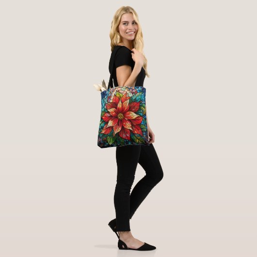 Glass Christmas Blume Rot Poinsettia Tasche (Am Model)