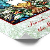 Glass Christmas Candle Holly Green Glitzer Poster (Ecke)