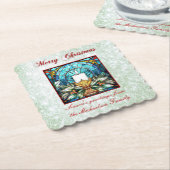 Glass Christmas Candle Holly Green Glitzer Untersetzer (angewinkelt)