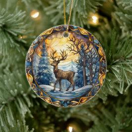 Glass Christmas Deer Ornament