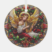 Glass Christmas Engel mit Golden Harp Ornament Aus Glas (Vorderseite)