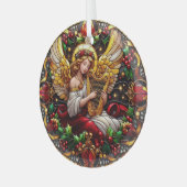 Glass Christmas Engel mit Golden Harp Ornament Aus Glas (Vorderseite links)