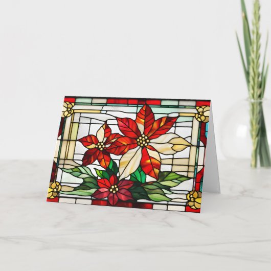 Glass Christmas Poinsettia Blume Feiertagskarte (Vorderseite)