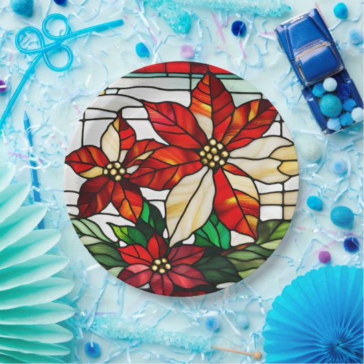 Glass Christmas Poinsettia Blume Pappteller (Party)